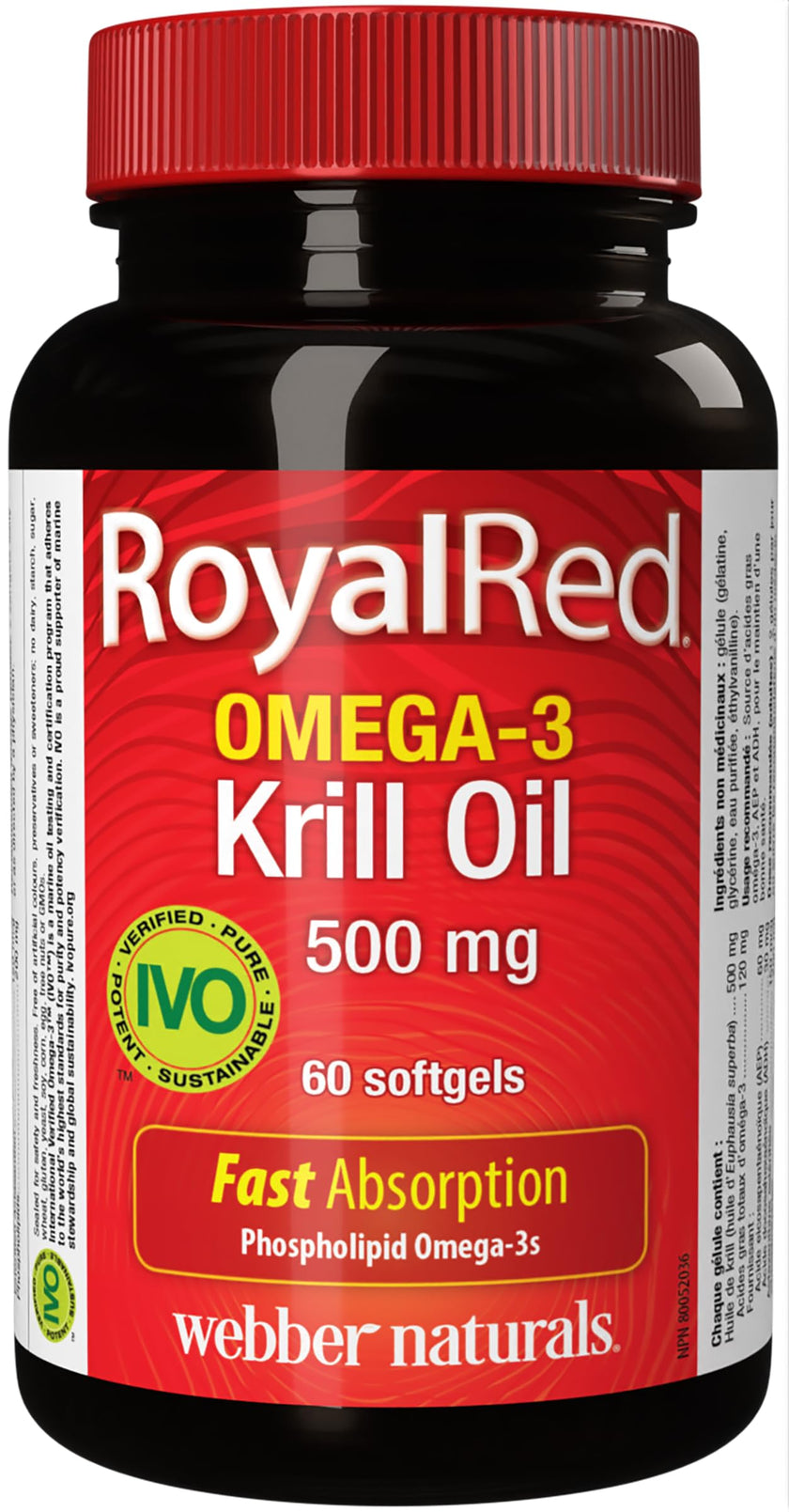 Webber Naturals RoyalRed Krill Oil 500 mg, 60 Softgels, Supports Cardiovascular Health and Brain Function, Antioxidant Support 🍁 All In One Marketplace Canada