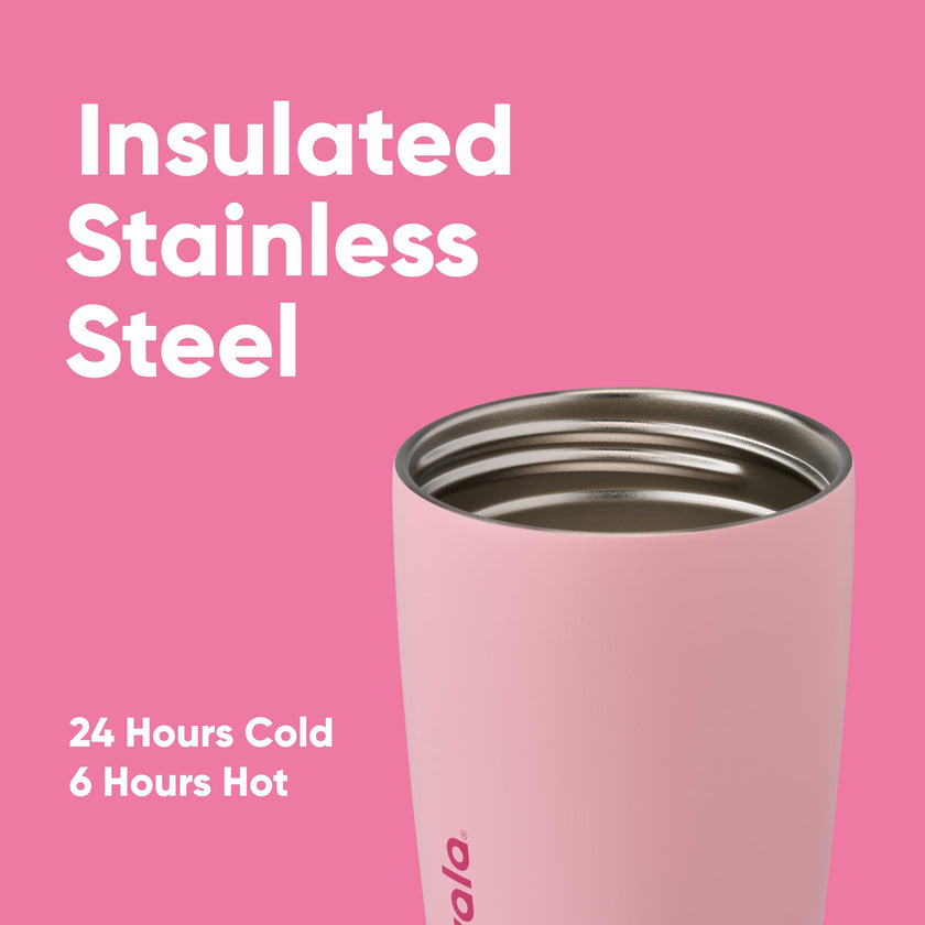 Owala SmoothSip Slider Insulated Stainless Steel Coffee Tumbler, Reusable Iced Coffee Cup, Hot Coffee Travel Mug, BPA Free 12 oz, Pucker Up 🍁 All In One Marketplace Canada