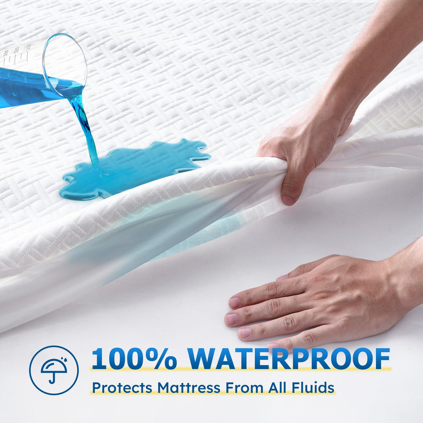 Cozymaker Queen Size Mattress Protector, 100% Waterproof Mattress Cover Fitted 8