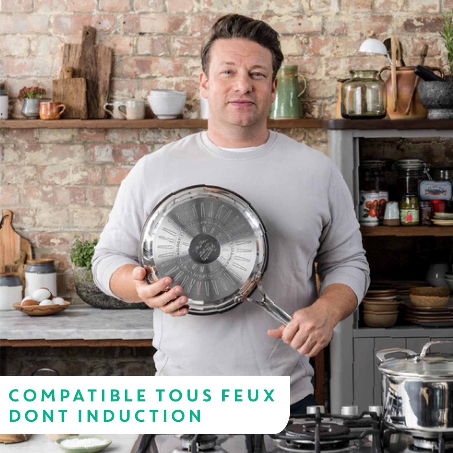 Jamie Oliver by Tefal Cooks Direct, Stainless Steel Pan Set, Frying Pans Nonstick Set 3 Pcs (20/24/28cm) (8/9/11 Inches), Induction Cookware with Even Heating 🍁 All In One Marketplace Canada