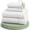 Lane Linen 100% Organic Cotton Queen Sheet Set, 4-Piece Percale Bed Sheets for Queen Bed - Soft, Breathable, Hypoallergenic, Deep Pocket Fits Mattress Up to 15