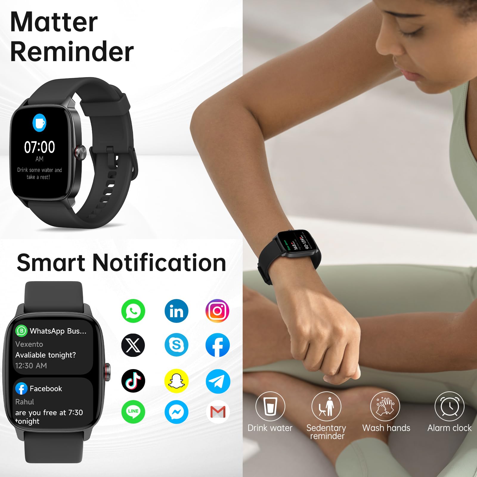 Smart Watch for Men Women, Bluetooth Call Smartwatch with AI Voice, 1.85