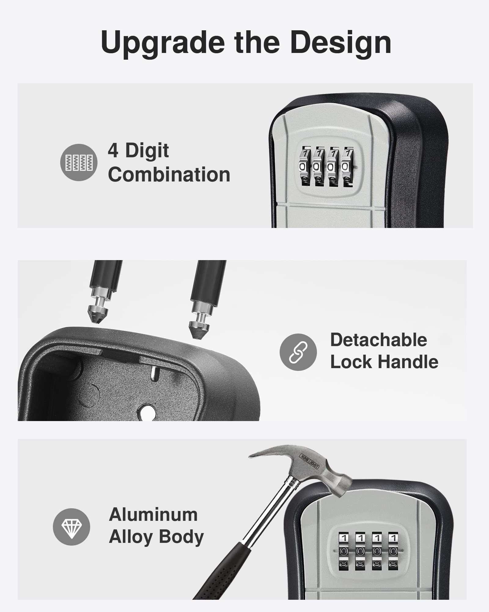 Puroma Key Lock Box, Portable Combination Lockbox Wall-Mounted Key Storage Box for House Keys, Resettable Code Safe Security Lock Box for Home, Office, Apartment Spare Key Storage (1 Pack, Gray) 🍁 All In One Marketplace Canada