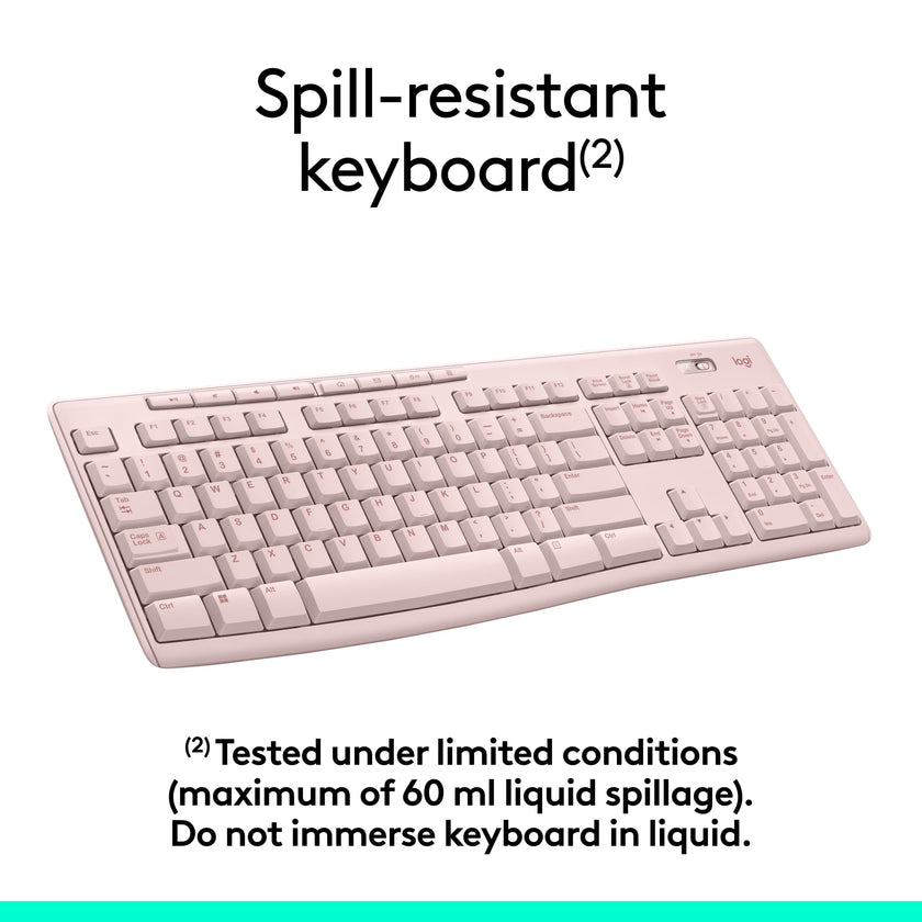 Logitech MK270 Wireless Keyboard and Mouse Combo for Windows, 2.4 GHz Wireless, Compact Mouse, 8 Multimedia and Shortcut Keys, 2-Year Battery Life, for PC, Laptop - Rose 🍁 All In One Marketplace Canada
