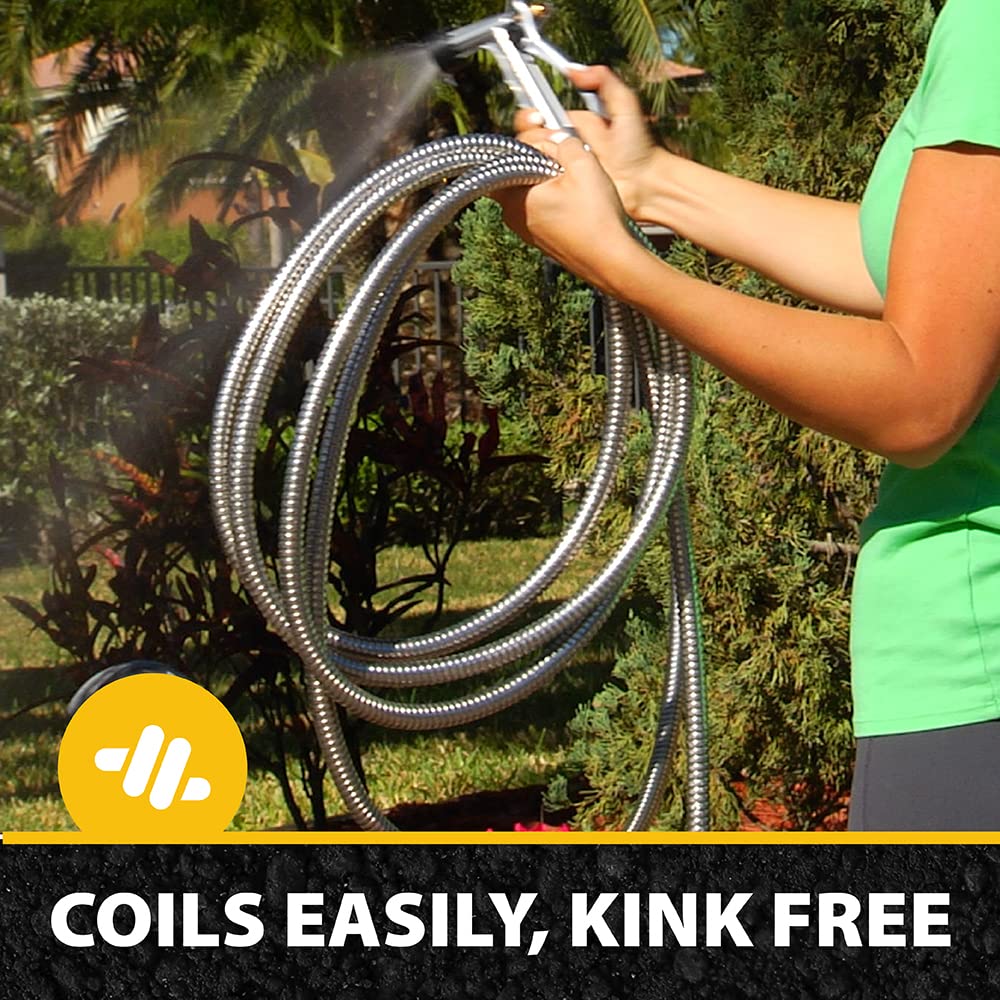 Bionic Steel Metal Garden Hose 75 Ft, Rust Proof 304 Stainless Steel Water Hose with Brass Fittings, Flexible & Heavy Duty Hose, Lightweight, Kink Free & Easy Coil Outdoor Hose- 2021 Model… 🍁 All In One Marketplace Canada