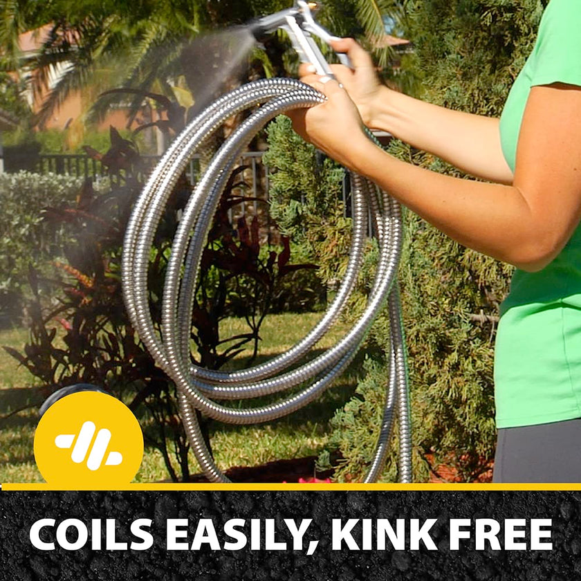 Bionic Steel Metal Garden Hose 75 Ft, Rust Proof 304 Stainless Steel Water Hose with Brass Fittings, Flexible & Heavy Duty Hose, Lightweight, Kink Free & Easy Coil Outdoor Hose- 2021 Model… 🍁 All In One Marketplace Canada