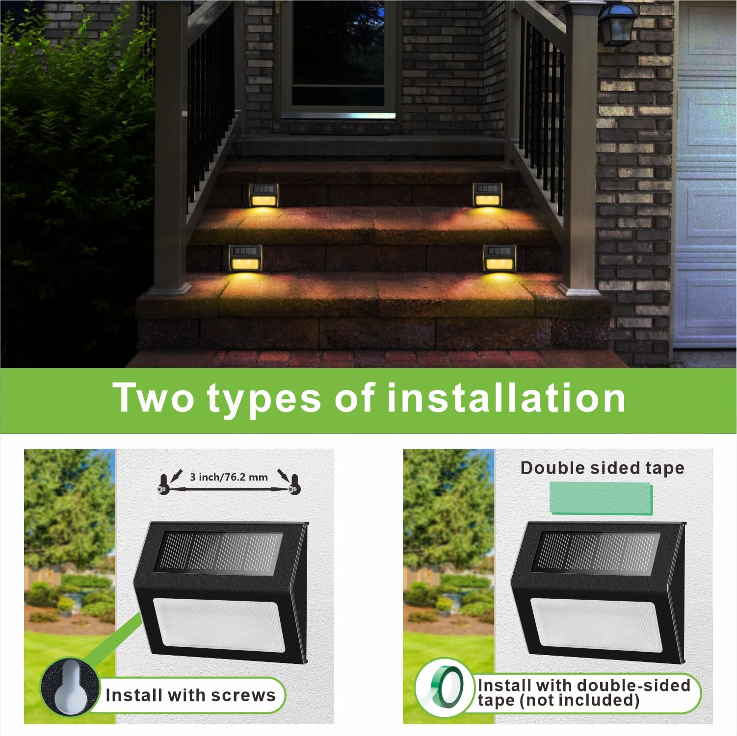 Solar Lights for Steps Decks Pathway Yard Stairs Fences, LED lamp, Rainproof, Black Metal case, 6 Pack 🍁 All In One Marketplace Canada