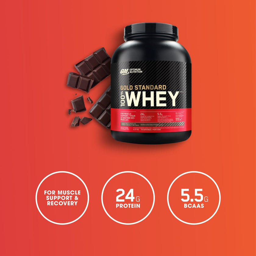 Optimum Nutrition Gold Standard 100% Whey Protein Powder, 2.270g - Double Rich Chocolate - 74 servings (packaging may vary) 🍁 All In One Marketplace Canada
