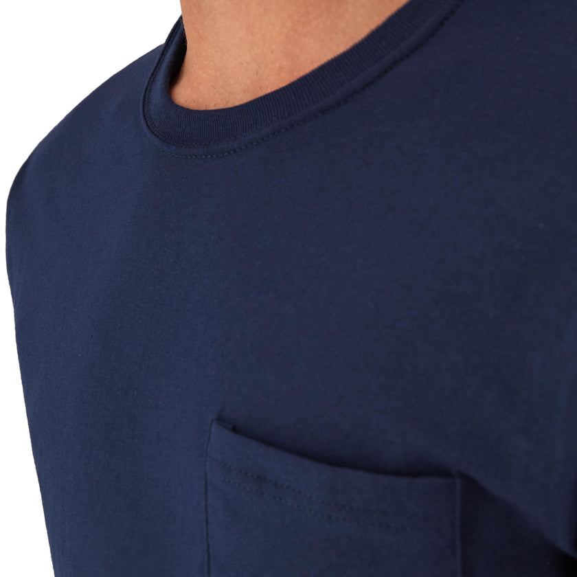 Hanes Men's Pocket Undershirt Pack, Cotton Crew Neck T-Shirt, Moisture Wicking Tee, Assorted 6-Pack, Grey Heather, Black, White, Navy, Blue Heather, XX-Large 🍁 All In One Marketplace Canada
