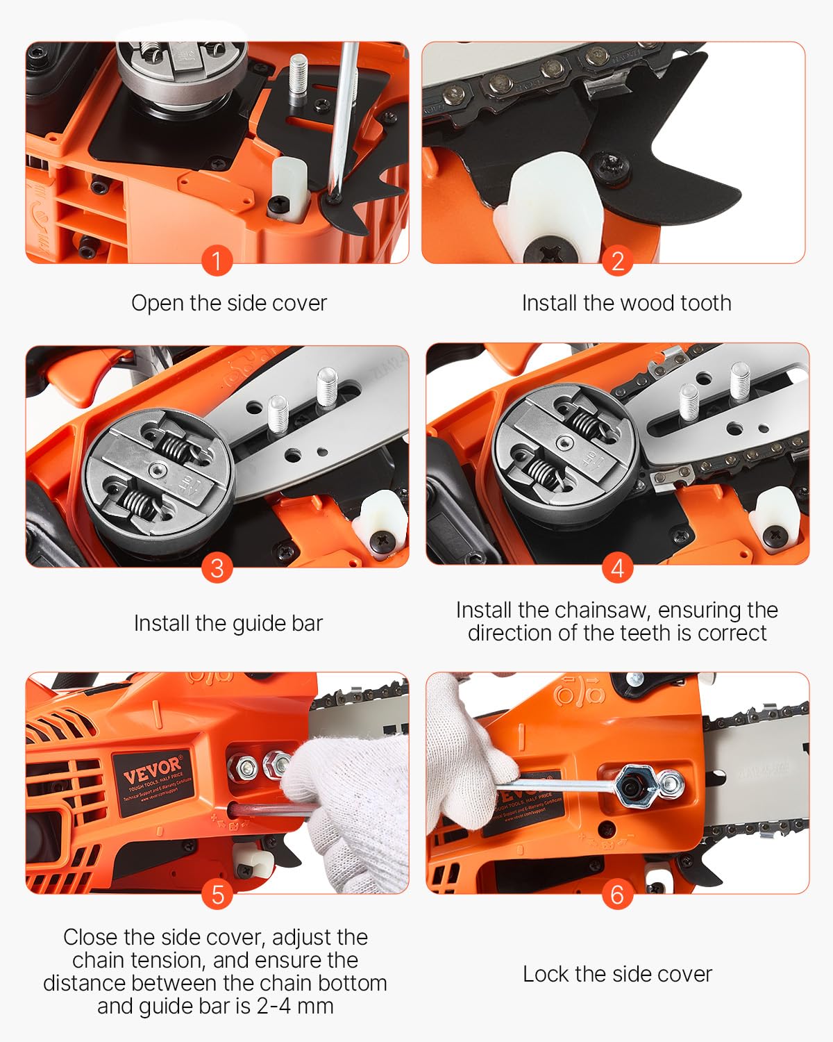 VEVOR Gas Chainsaw, 25.4CC 12