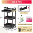 Goovilla 3 Tier Rolling Utility Cart Organizer with Removable Drawer, Stable and Sturdy Black Rolling Storage Carts with 2 Lockable Wheels for Bathroom, Kitchen, Snack, Craft, Makeup, Baby Essentials 🍁 All In One Marketplace Canada
