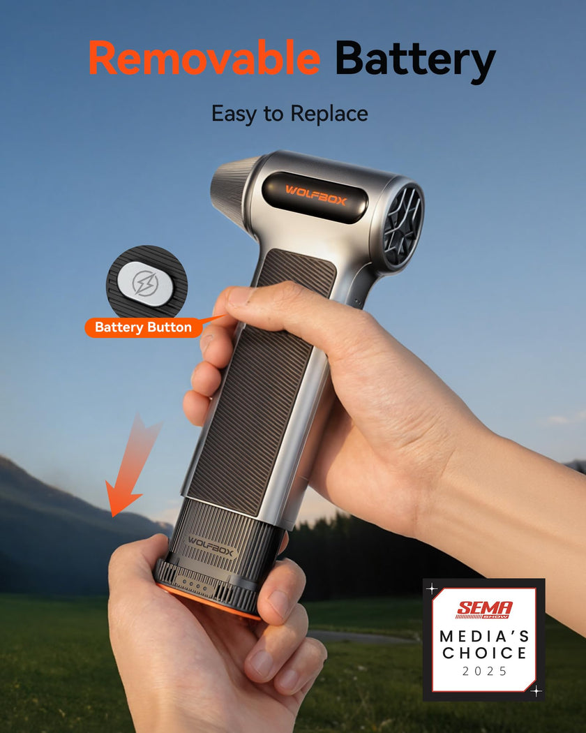 WOLFBOX MF200 Electric Air Duster with Removable Battery & 4 Nozzles, Cordless 3-Speed Adjustable Mini Blower for Computer Keyboard, Car Cleaning, Home, and Outdoor Use 🍁 All In One Marketplace Canada