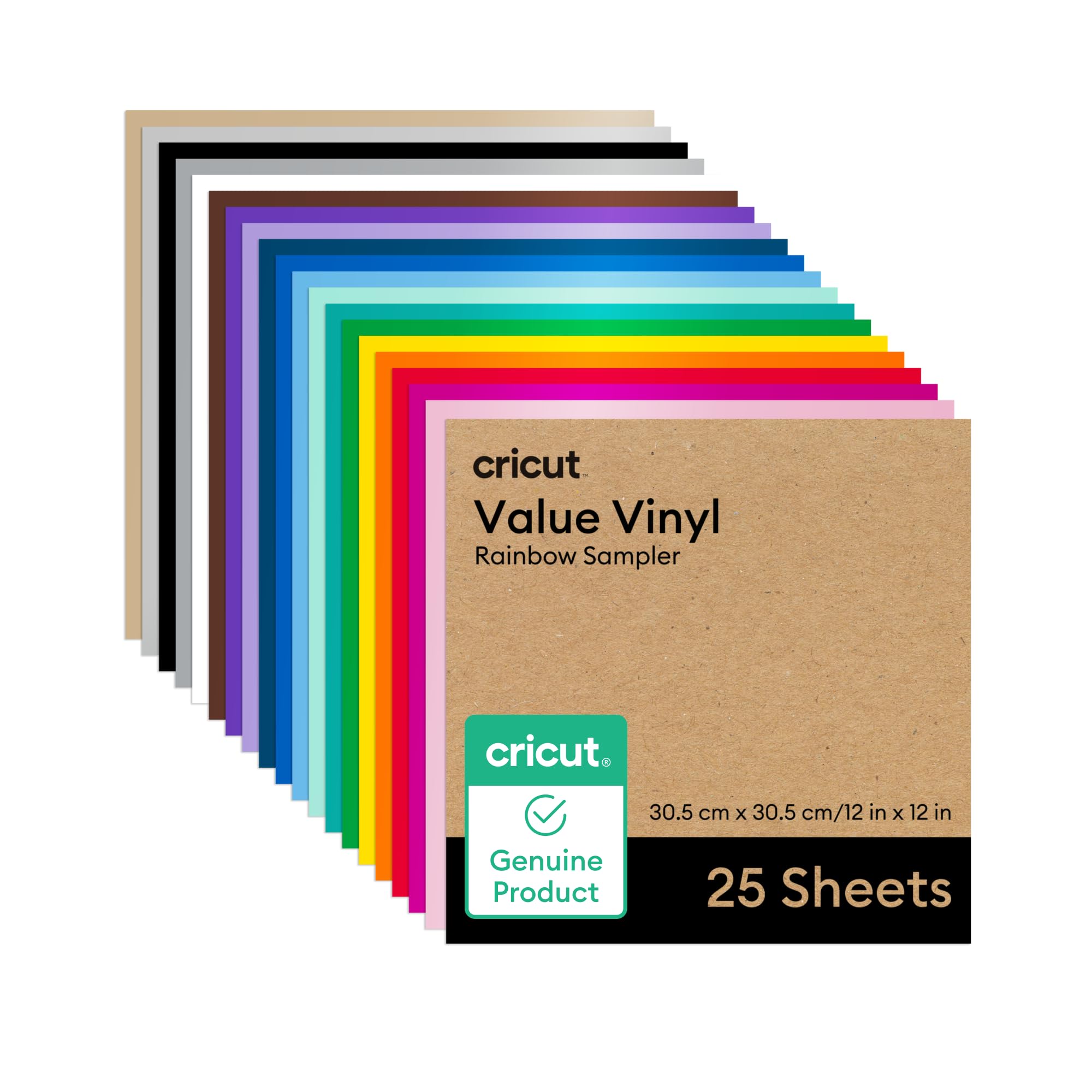 Cricut Value Permanent Vinyl - Rainbow Sampler - 12in x 12in (25 Count) 🍁 All In One Marketplace Canada