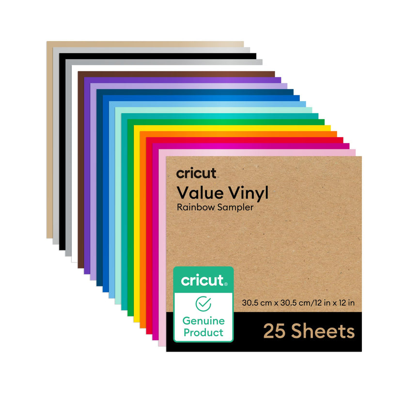 Cricut Value Permanent Vinyl - Rainbow Sampler - 12in x 12in (25 Count) 🍁 All In One Marketplace Canada
