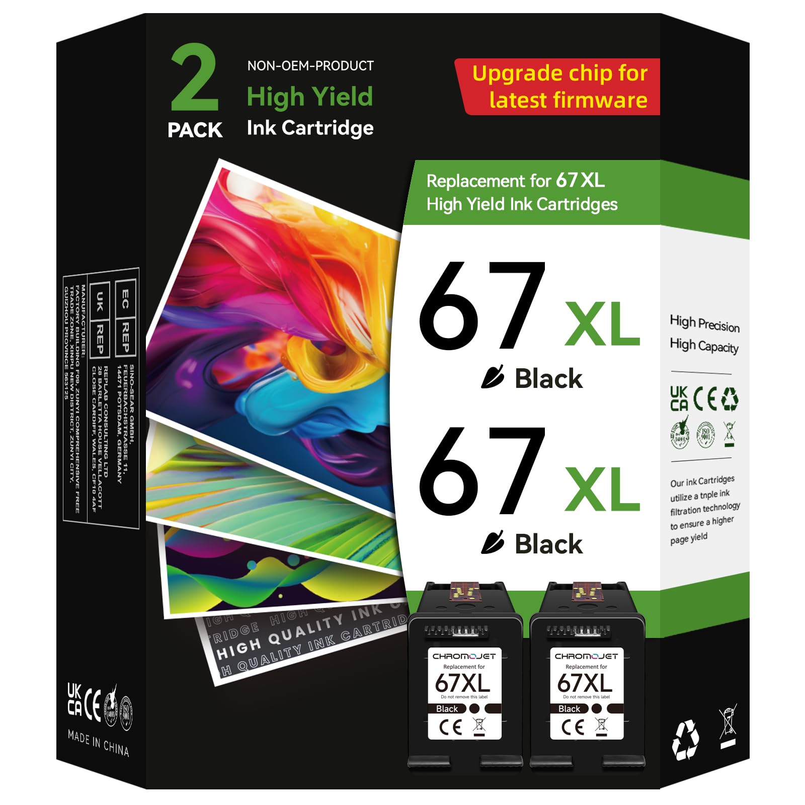 67XL Black Ink Cartridges Compatible for HP 67 Ink Cartridges Compatible for HP Ink 67 Fit for DeskJet 4155e 2855e 2755e 2700 2700e 2800e 4100 4255e 2734e Envy 6055e 6455e 6000 6400 Printer(2 Black) 🍁 All In One Marketplace Canada