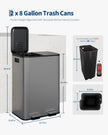 GarveeHome 2 x 8 Gallon Stainless Steel Double Trash Can with Lid for Kitchen, Large Dual Trash and Recycle Bin Combo, Step-on Kitchen Metal Garbage Cans, PP Inner Buckets, Liner Rim, Matte Grey 🍁 All In One Marketplace Canada