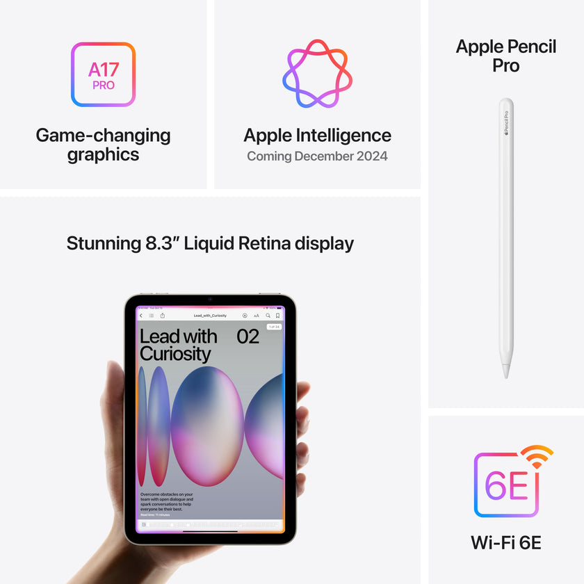 Apple iPad mini (A17 Pro): Apple Intelligence, 8.3-inch Liquid Retina Display, 128GB, Wi-Fi 6E, 12MP Front/12MP Back Camera, Touch ID, All-Day Battery Life — Space Grey 🍁 All In One Marketplace Canada