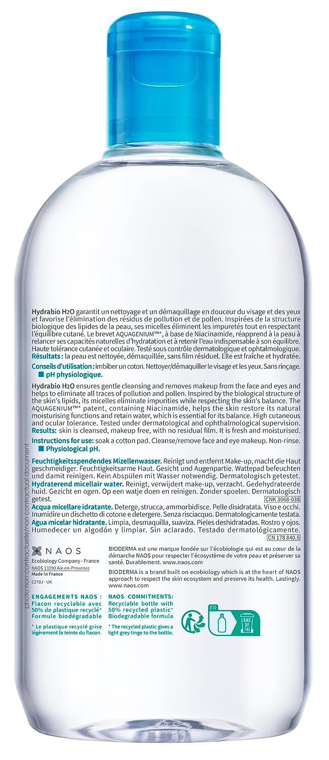 Bioderma Hydrabio H2O Micellar Water, Cleansing and Makeup Removing Gentle Face Cleanser for Dehydrated Sensitive Skin 🍁 All In One Marketplace Canada