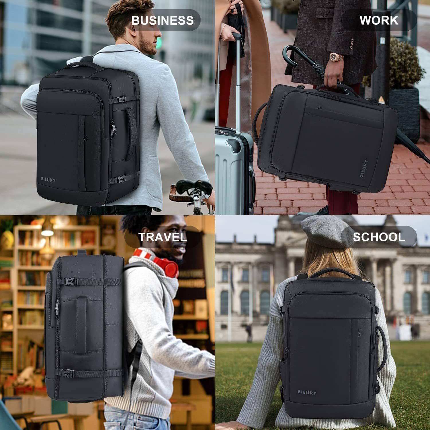 Carry On Backpack, 50L Travel Backpack, Luggage Backpack TSA Flight Approved Laptop Backpack for Men & Women, Large Expandable Backpack 40L Daypack Lightweight Business Weekender Bag, Black 🍁 All In One Marketplace Canada