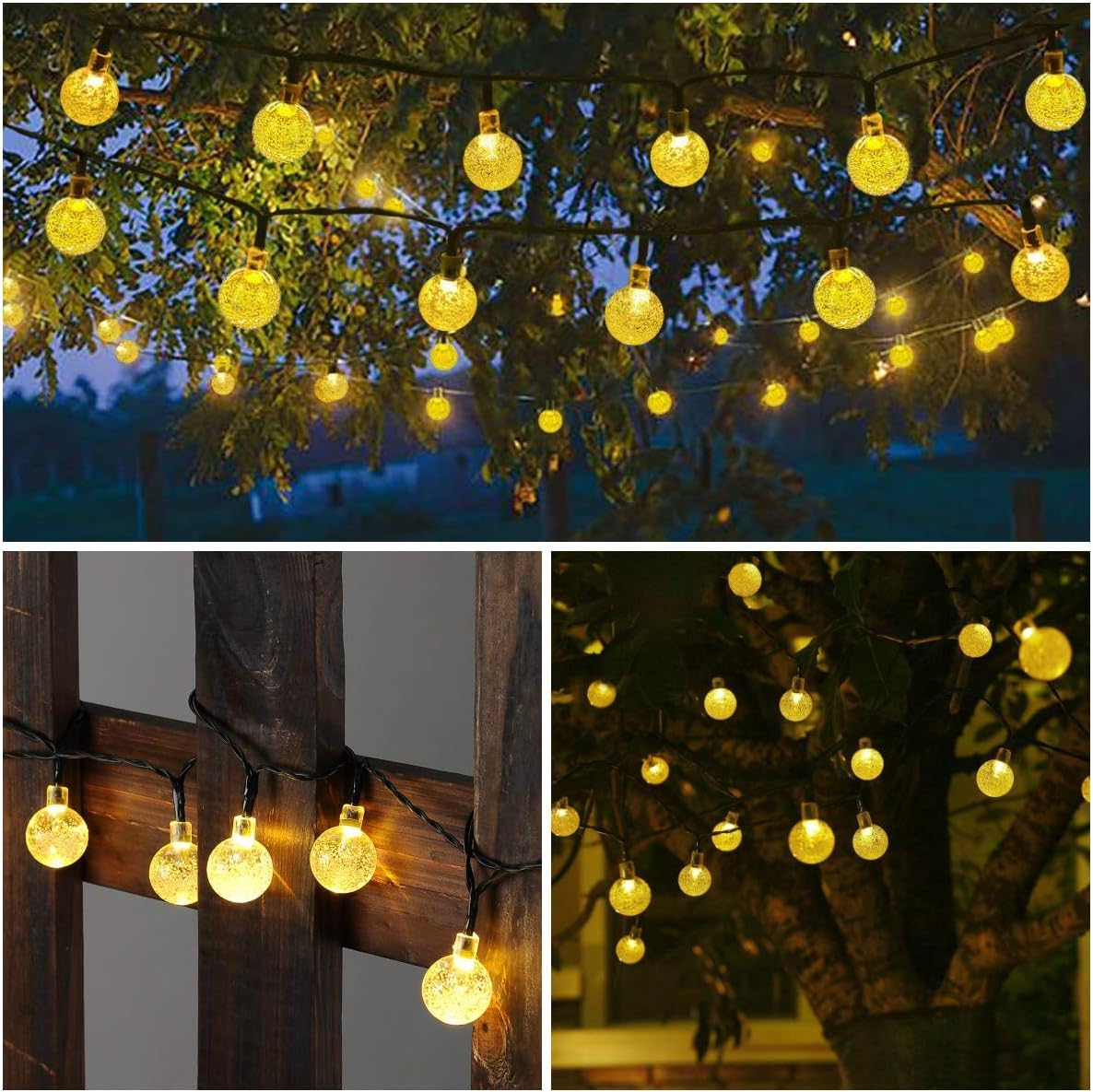 Toodour Solar String Lights Outdoor, 56ft 100 LED Globe String Lights, Waterproof Crystall Ball Lights Solar Patio Lights with 8 Modes for Garden Lawn Gazebo Yard, Outdoor Decorations - Warm White 🍁 All In One Marketplace Canada
