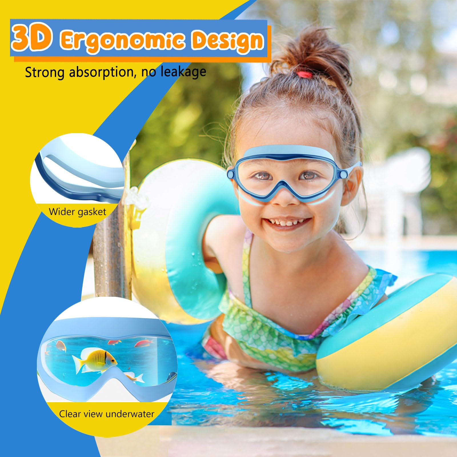 Kids Goggles Swimming, 2 Pack Kids Swimming Goggles for Age 4-14 Wide Vision Anti-Fog UV Protection Waterproof for Boys Girls 🍁 All In One Marketplace Canada