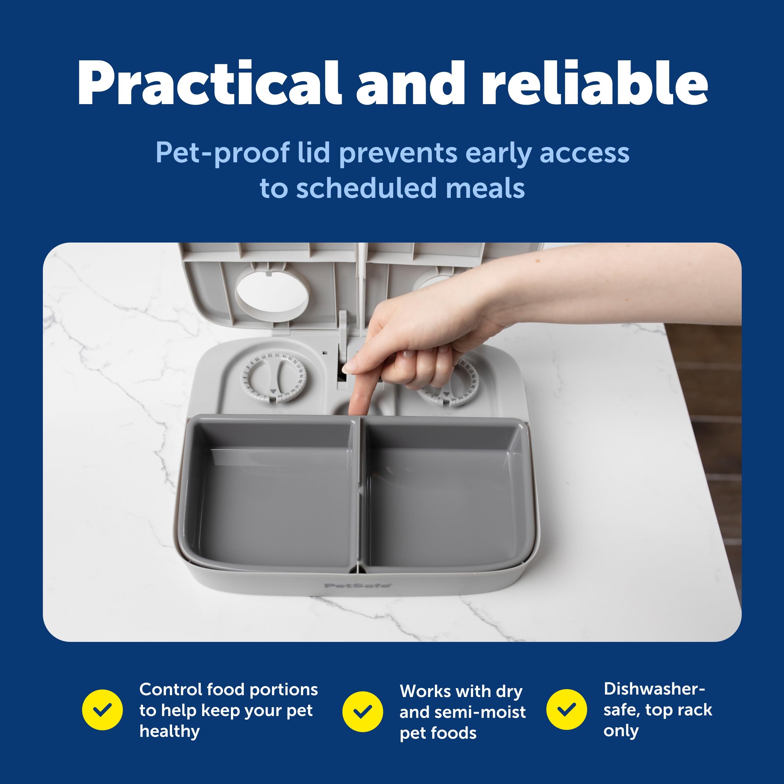 PetSafe Analog 2 Meal Programmable Pet Feeder, Automatic Dog and Cat Feeder - Dry or Semi-Moist Pet Food Dispenser, Slow Feed Portion Control (3 Cup/16 Ounce Total Capacity), Tamper-Resistant Design 🍁 All In One Marketplace Canada