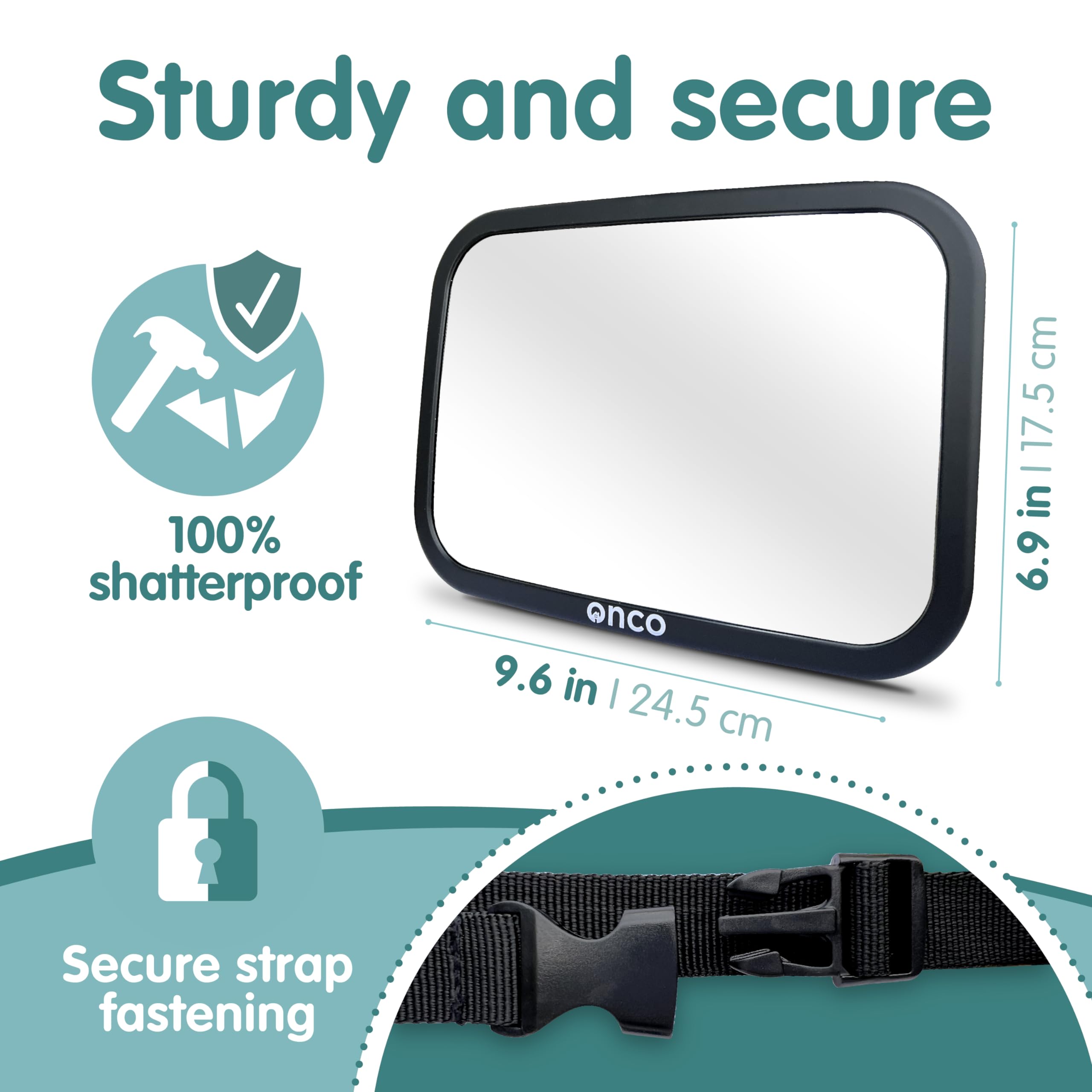 Onco Baby Car Mirror for Back Seat - Double Award-Winning, 100% Shatterproof Mirror, 360° Baby Must Haves, New Born Essentials, Car Mirror Rear Facing, Universal & Shake-Proof 🍁 All In One Marketplace Canada