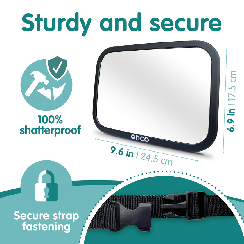 Onco Baby Car Mirror for Back Seat - Double Award-Winning, 100% Shatterproof Mirror, 360° Baby Must Haves, New Born Essentials, Car Mirror Rear Facing, Universal & Shake-Proof 🍁 All In One Marketplace Canada