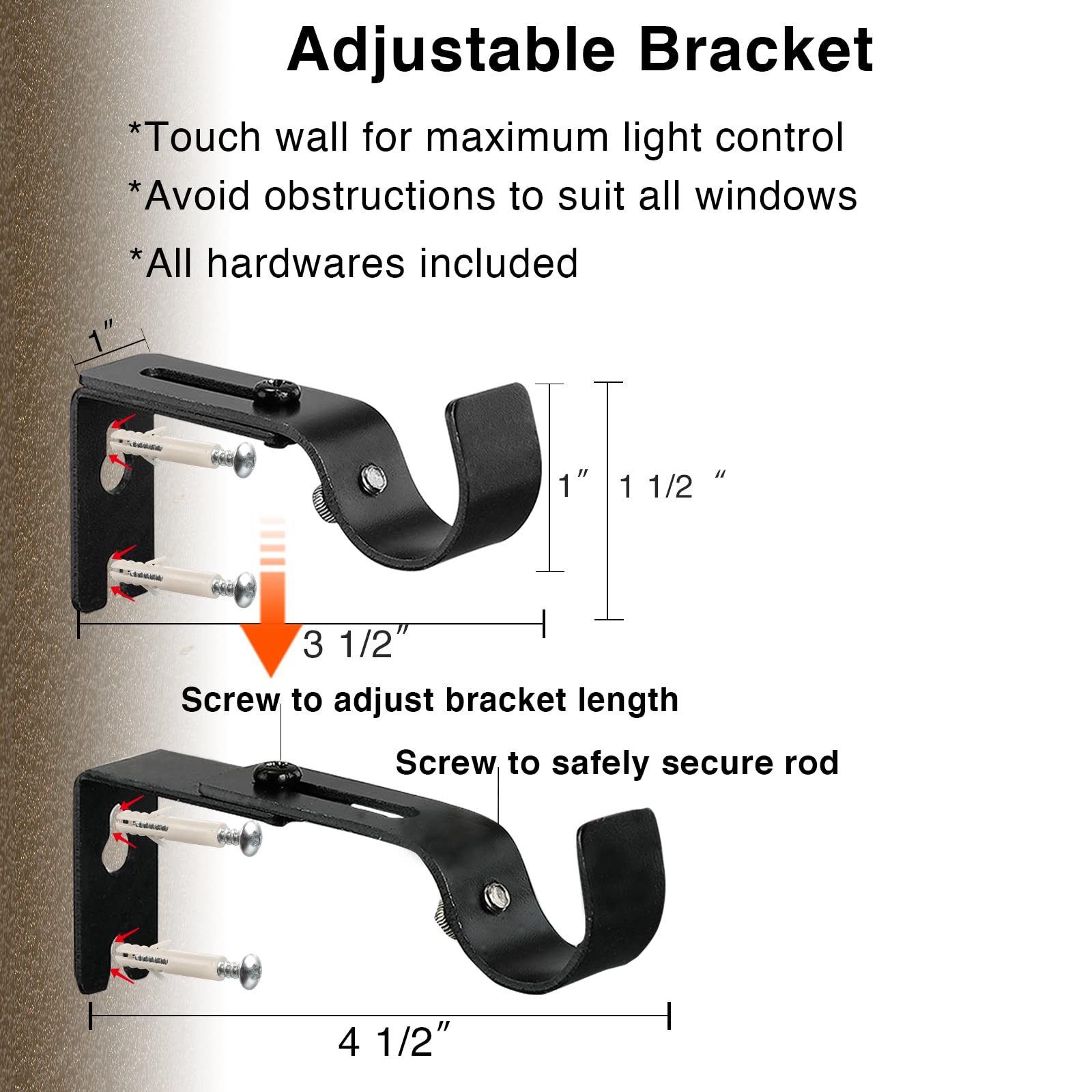 Extra Long Curtain Rods for Windows 28 to 144 inch, 1