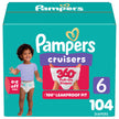 Pampers Diapers - Cruisers 360 degrees - Size 6, up to 100% Leakproof Fit, Designed for Active Babies, Pull On Diaper, EZ Off Tabs Designed for Easy Changes, 1 Pack (Count of 104) 🍁 All In One Marketplace Canada