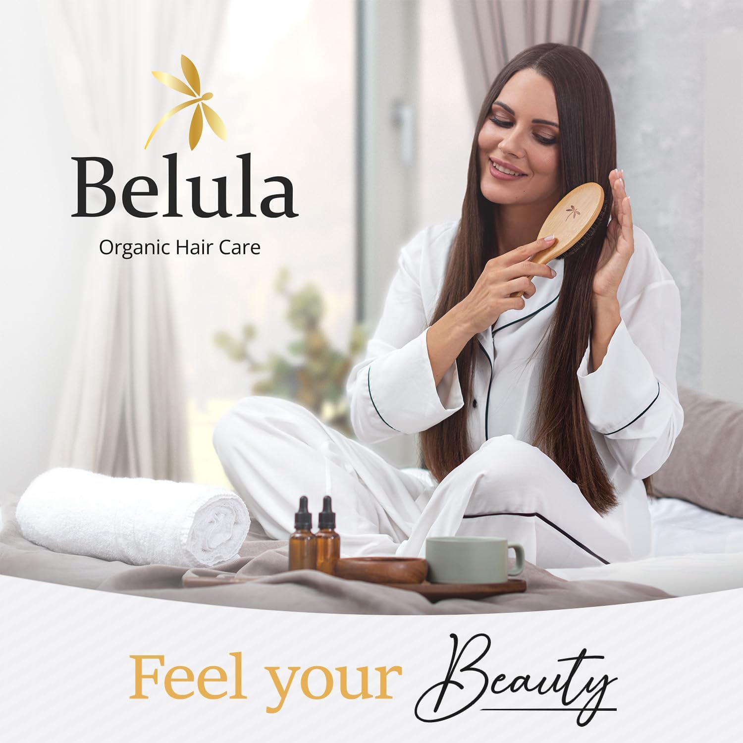 Belula 100% Boar Bristle Hair Brush Set (Medium). Soft Natural Bristles for Thin and Fine Hair. Restore Shine And Texture. Wooden Comb, Travel Bag and Spa Headband Included! 🍁 All In One Marketplace Canada