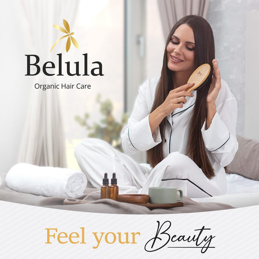 Belula 100% Boar Bristle Hair Brush Set (Medium). Soft Natural Bristles for Thin and Fine Hair. Restore Shine And Texture. Wooden Comb, Travel Bag and Spa Headband Included! 🍁 All In One Marketplace Canada