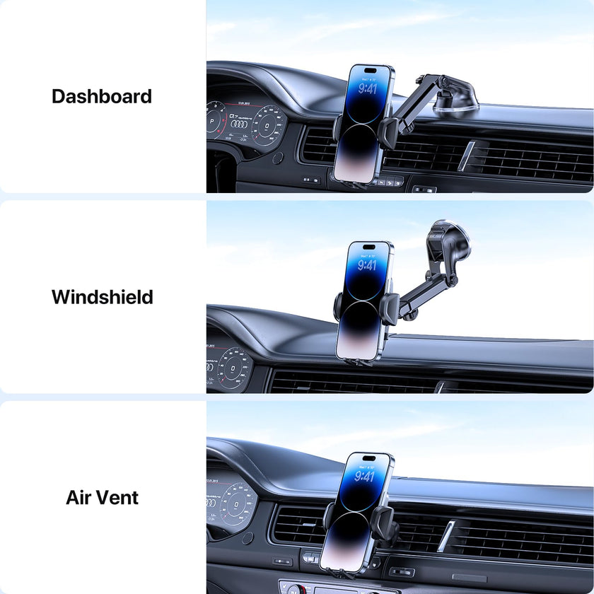 Miracase Car Phone Mount, [Upgraded Strong Military Grade Suction Cup] Long Arm Phone Holder for Car Dashboard Windshield Vent, Hands Free Cell Phone Holder Compatible with All Mobile Phones 🍁 All In One Marketplace Canada