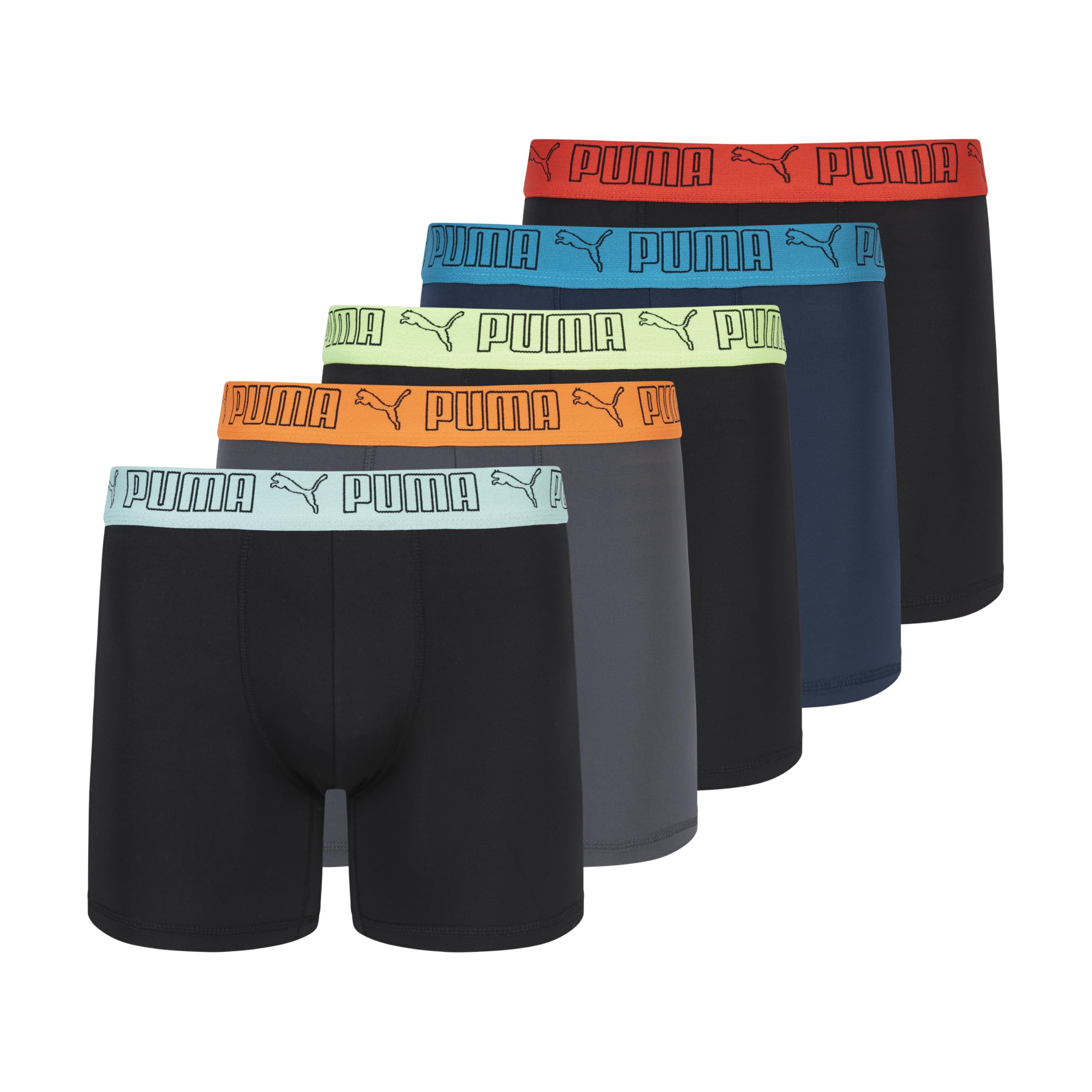 Puma Mens 5 Pack Performance Boxer Briefs, Black/Grey/Navy/Bright, Medium 🍁 All In One Marketplace Canada