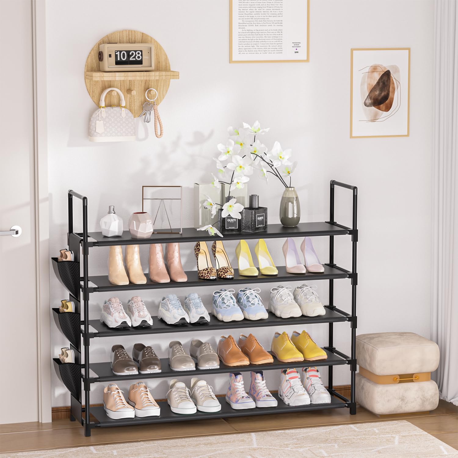 Shoe Rack 5 Tier Shoe Organizer Shoe Storage 20-25 Pairs for Closet Entryway Shoes Holder Space Saving Tall Shoes Shelf for Bedroom Garage Door 🍁 All In One Marketplace Canada
