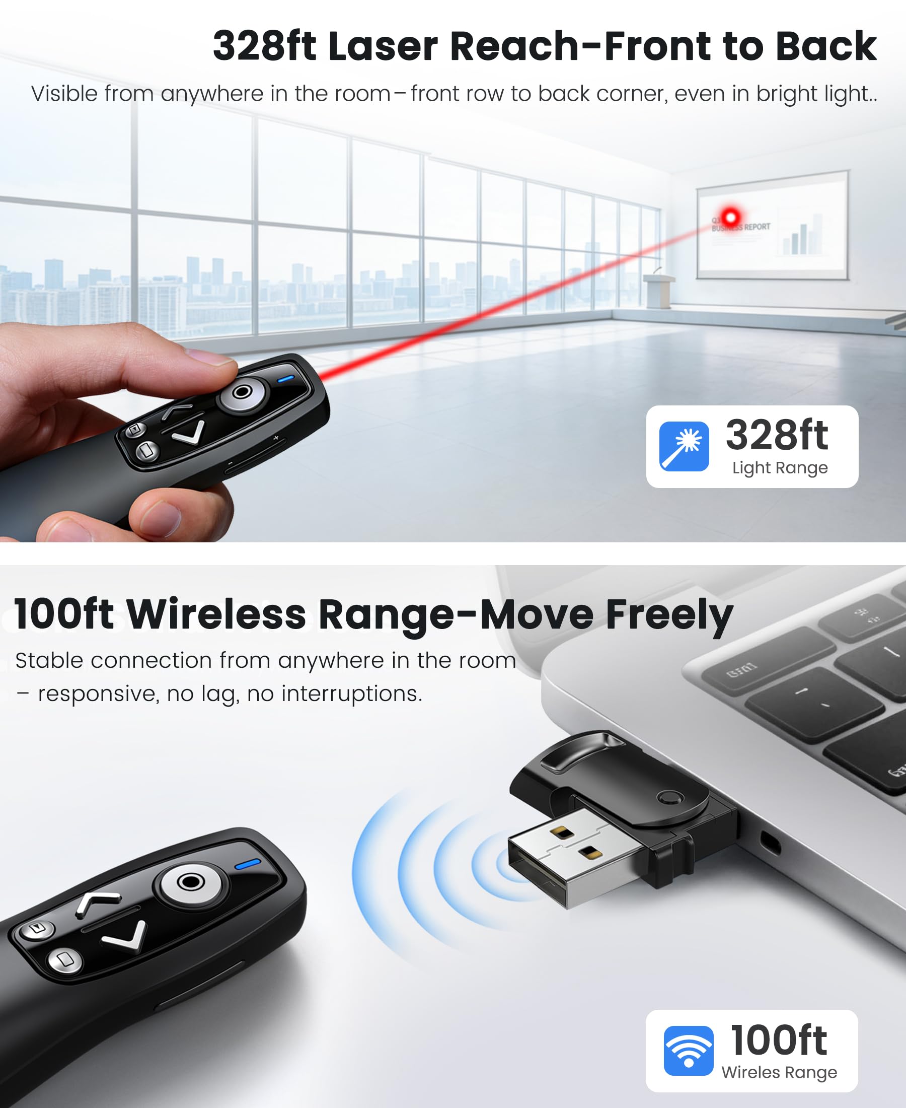 Presentation Clicker Wireless Presenter Remote for PowerPoint, RF 2.4GHz USB Powerpoint Clicker with Hyperlink & Volume Control PowerPoint Slide Advancer for Mac, Computer, Laptop 🍁 All In One Marketplace Canada