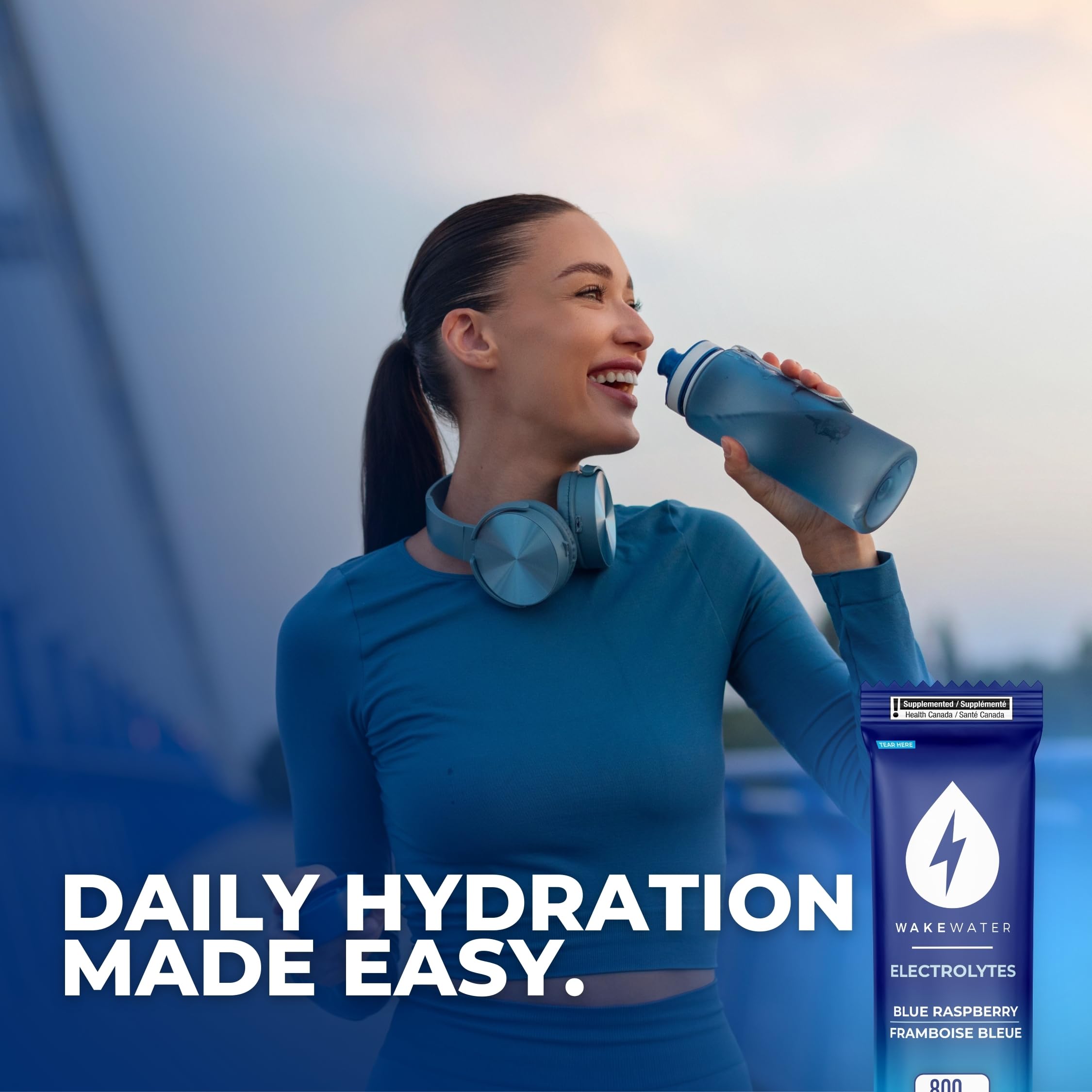 Wake Water Sugar Free Electrolyte Packets, Hydration Powder, Keto & Paleo Friendly Electrolyte Drink Mix, Fasting Hydration Packs, Travel Essentials, Pack of 10 (6g Each) (6 g (Pack of 10), Blue Raspberry) 🍁 All In One Marketplace Canada