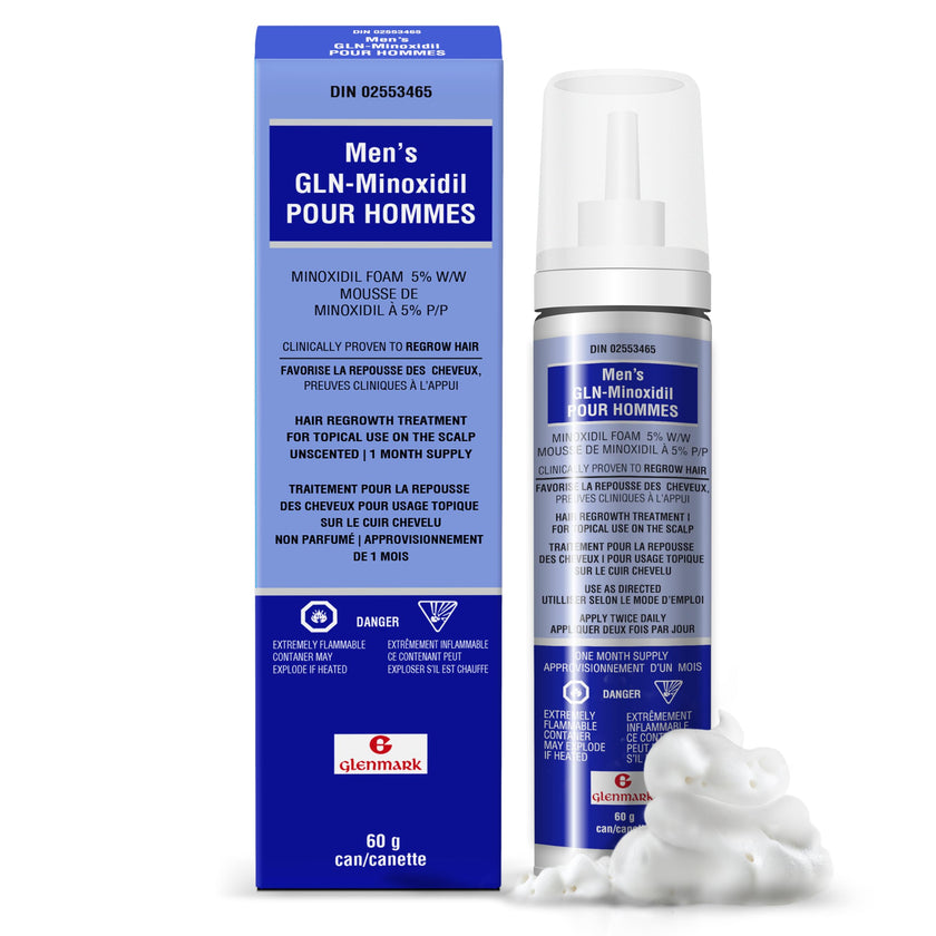 Glenmark | Minoxidil 5% Hair Regrowth Foam for Men, Aerosol Can, 1 Month Treatment (60 gr) – Mess-Free, Fast-Drying Formula for Thinning Hair & Hair Loss – Reactivates Follicles 🍁 All In One Marketplace Canada