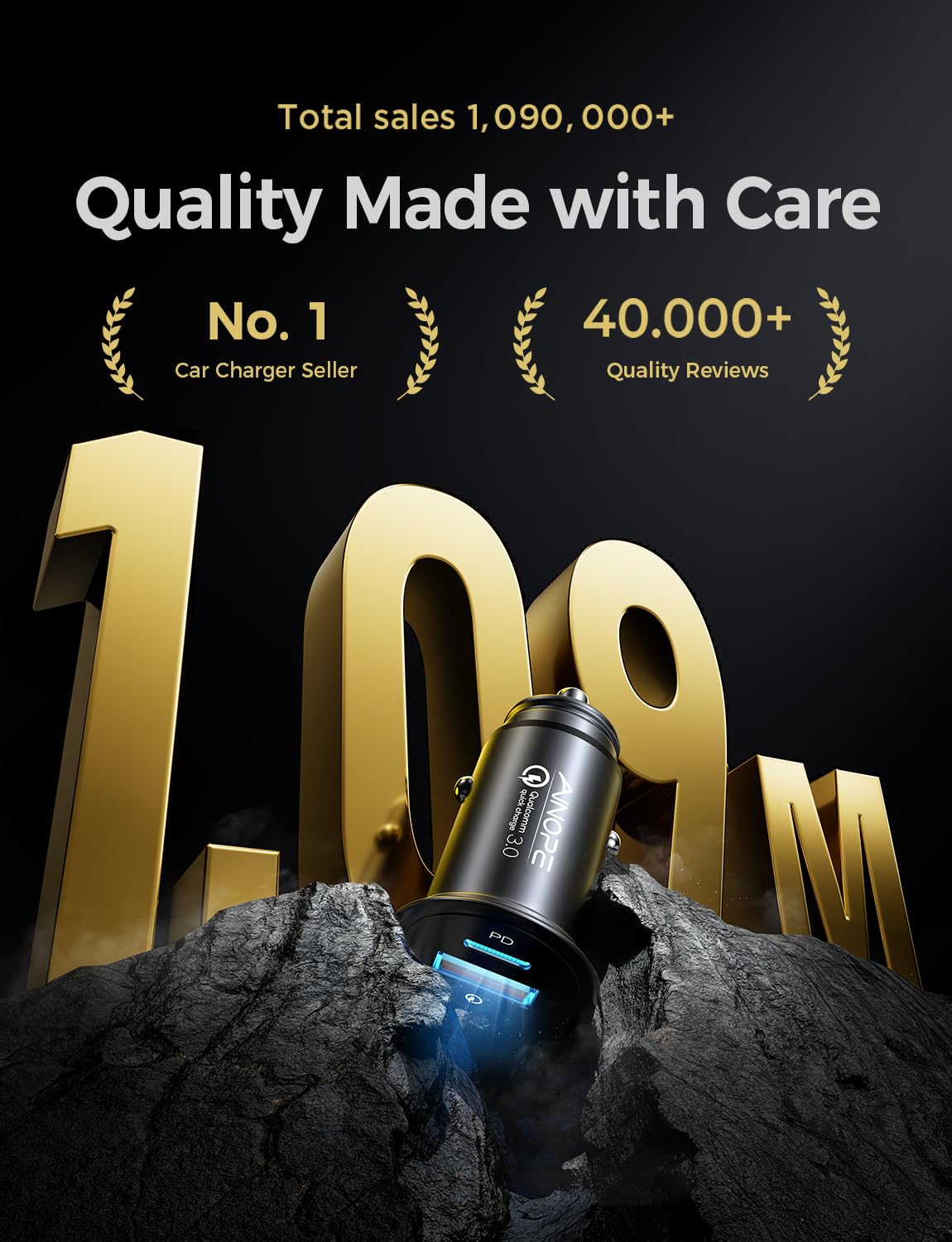 AINOPE 67.5W Mini Cigarette Lighter Adapter, [True Dual Fast Charge] Car Charger USB C Fast Charger, USB C Car Charger, Aero-Grade Metal 12V USB Outlet for iPhone 17 16 Pro Max Air Samsung Android 🍁 All In One Marketplace Canada