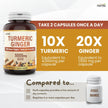 Herba Turmeric Supplements for Inflammation with Black Pepper and Ginger - 180 Capsules | 5,555mg Equiv. with 95% Turmeric Curcumin Supplements with Black Pepper | Joint Pain Relief | Made in Canada 🍁 All In One Marketplace Canada