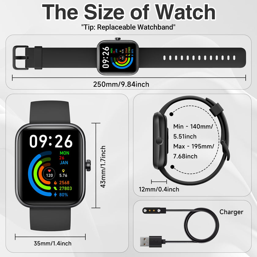 Smart Watch for Men Women with Bluetooth Call,Alexa Built-in Smartwatch,1.83