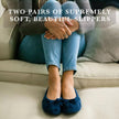 isotoner Women's 2 Pack Ballerina Slipper Quilted and Solid Ballet Flat, Light Grey Quilted, Navy Blue Solid, 9.5-10.5 🍁 All In One Marketplace Canada