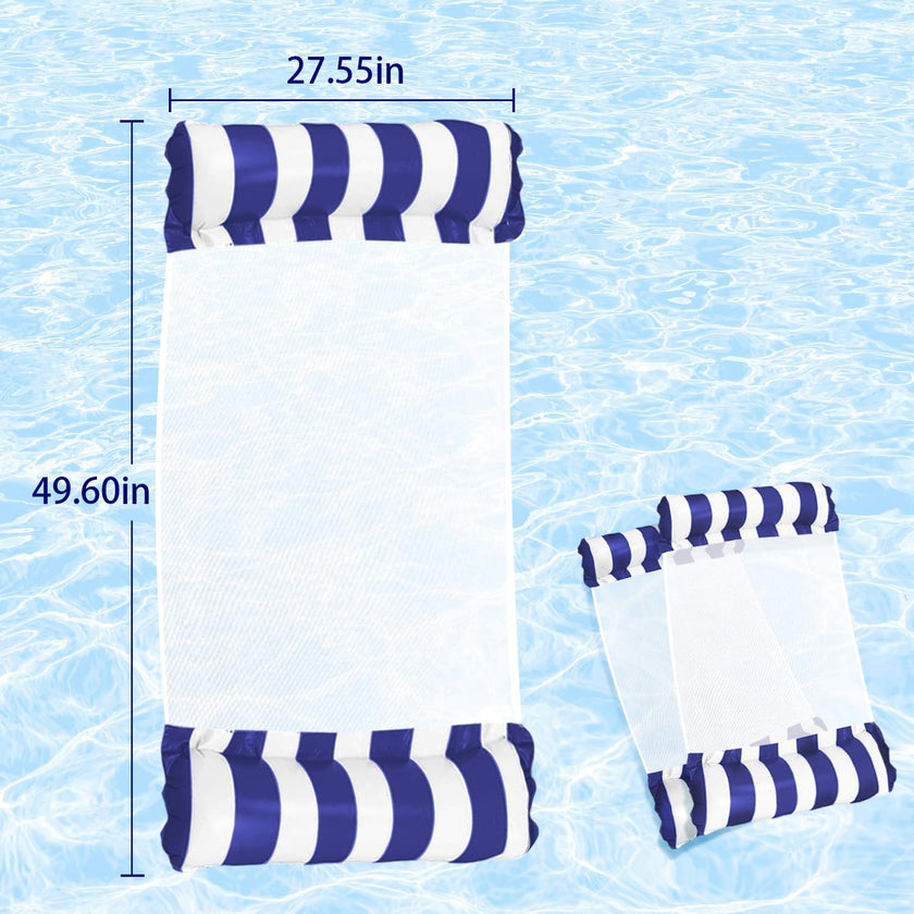 Meegoo Pool Floaties for Adults, 2 Pack Inflatable Water Hammock with Bottom Mesh, Fun Swimming Pool Float Chair, Beach Essentials for Vacation Travel, Heavy Duty Lake Inflatable Lounger Rest 🍁 All In One Marketplace Canada