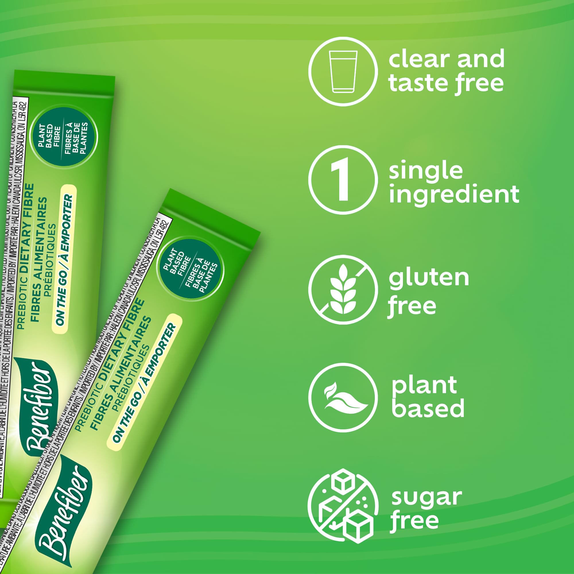 Benefiber Prebiotic Fibre Supplement Powder, Promotes Good Gut Health, Unflavoured & Completely Clear, Dissolves in Drinks & Food, Plant‑Based, Sugar‑Free, Gluten‑Free, Non-GMO, Daily Soluable Fibre Supplement, (28 Stick Packs)