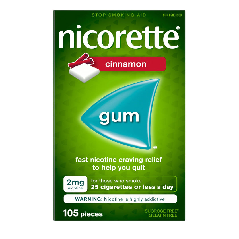 Nicorette 2mg Nicotine Gum, Cinnamon – Quit Smoking Aid with Fast Craving & Withdrawal Relief, Nicotine Replacement Therapy (NRT), 105 Pieces 🍁 All In One Marketplace Canada