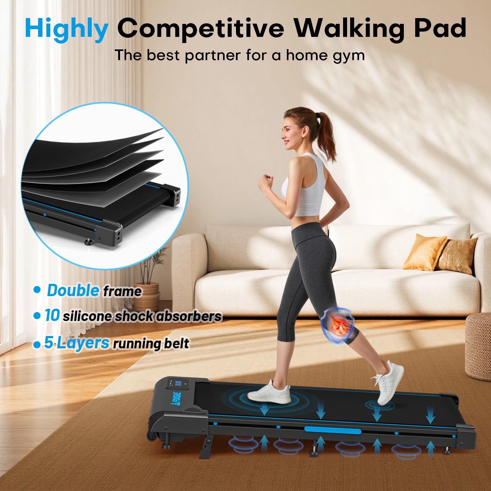 Walking Pad with 9% Incline, FOUSAE 3 in 1 6.2 MPH Treadmill for Home with Double Frame 330 LB Weight Capacity, 2.5 HP Under Desk Walking Pad Treadmill with 12 HIIT Programs, Magnetic Remote Control 🍁 All In One Marketplace Canada