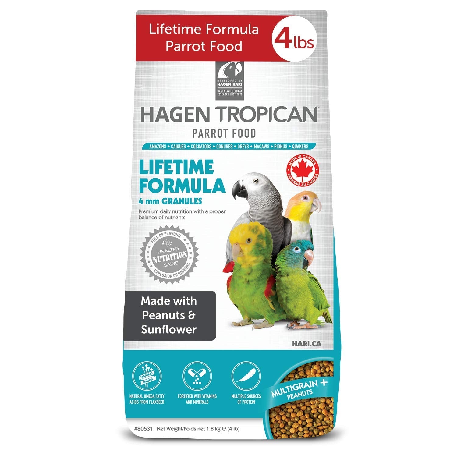 Tropican Lifetime Formula Granules for Parrots - 1.8 kg (4 lb) 🍁 All In One Marketplace Canada