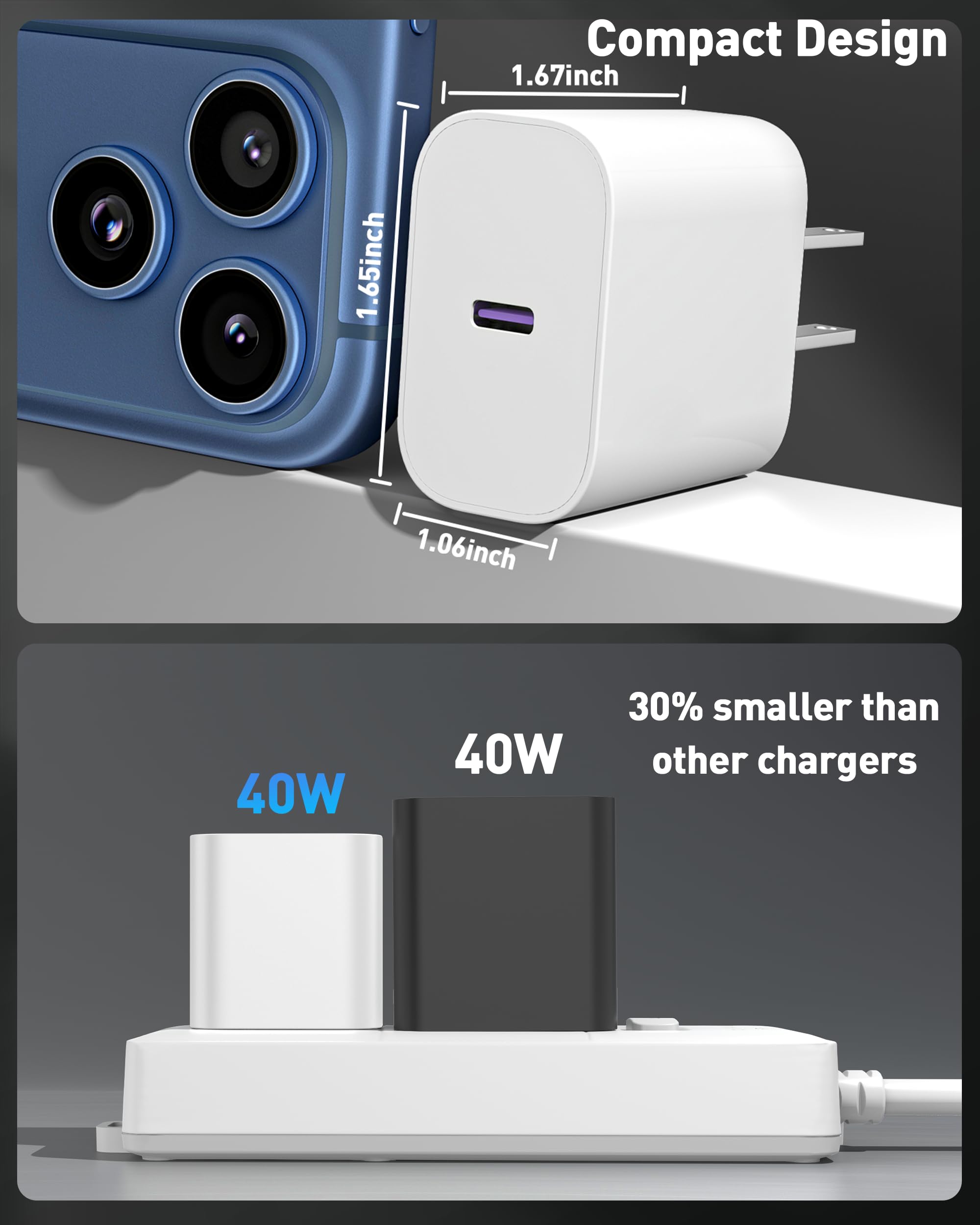 iPhone 17 16 Pro Max Charger Fast Charging, 2 Pack 40W USB C Charger Block 🍁 All In One Marketplace Canada