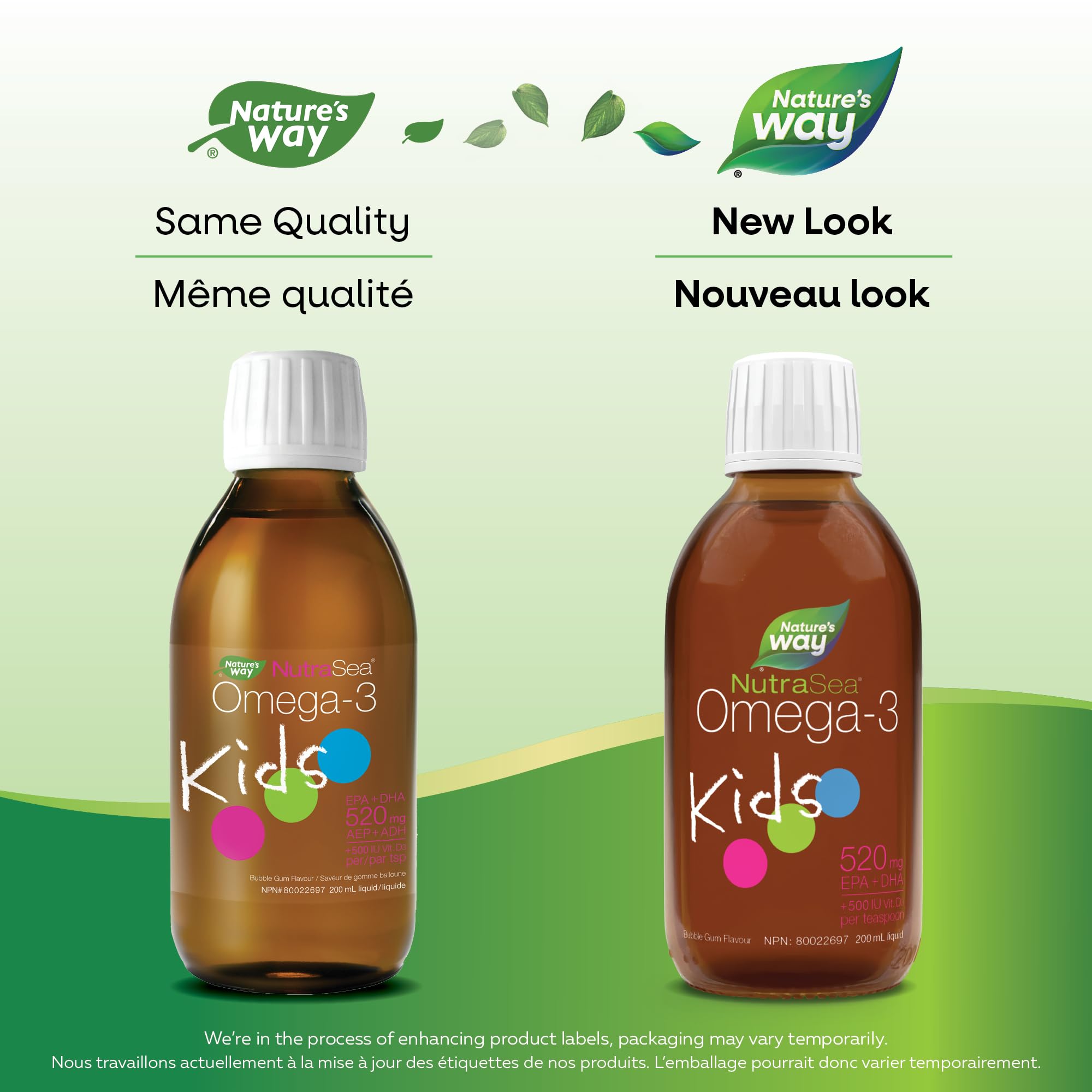 Nature's Way NutraSea Kids Omega 3 + Vitamin D Fish Oil Liquid Supplement for Kids Ages 1 to 14 – Bubblegum Flavour – Brain, Eye & Bone Support – EPA & DHA + GLA + D3, 200 mL 🍁 All In One Marketplace Canada