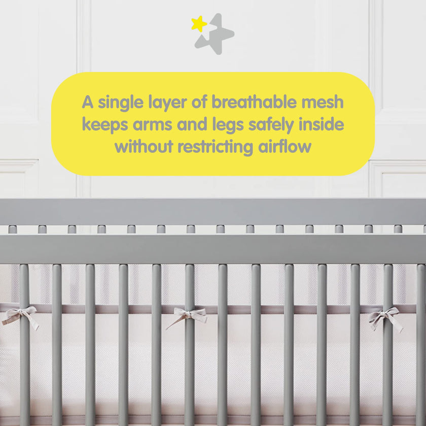 BreathableBaby Breathable Mesh Liner for Full-Size Cribs, Classic 3mm Mesh, White (Size 4FS Covers 3 or 4 Sides) 🍁 All In One Marketplace Canada